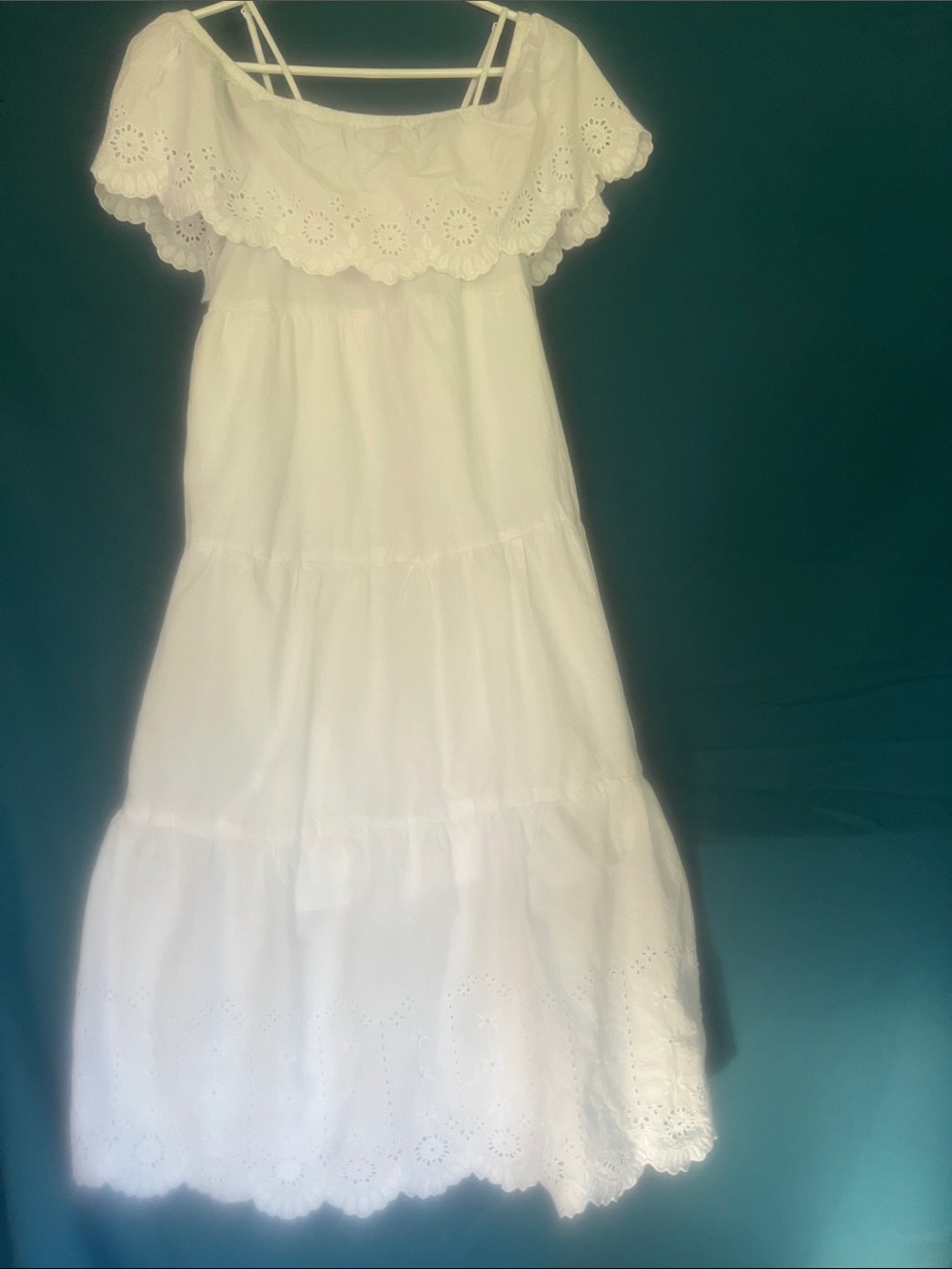 Old Navy White Eyelet Off-Shoulder Maxi Dress with Ruffle